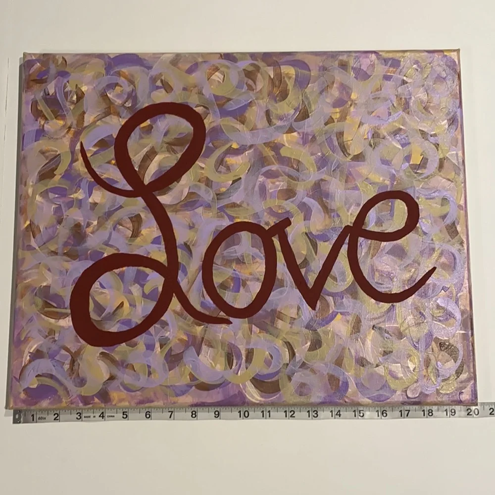 “Love” 20” x 16” Acrylic Wall Hanging Art Canvas Painting Room Decor